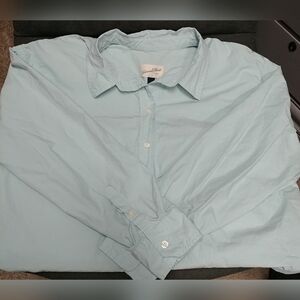 Universal Thread Oversized Fit Women's L Mint Green 100% Cotton Collared Shirt